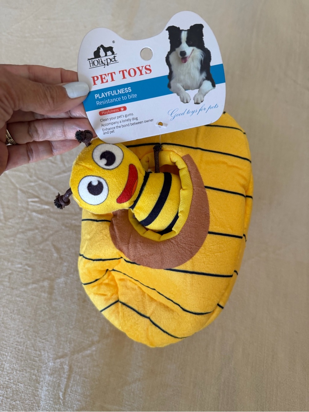 Yellow Bee Plush Dog Toy - Playful Chew Toy